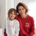 Child hugs and kisses sweater - White