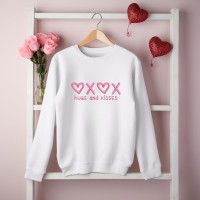 Child hugs and kisses sweater - White